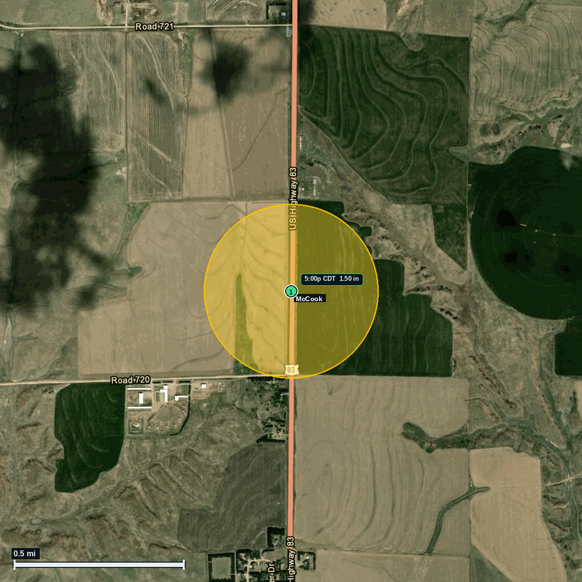 McCook, NE hail satellite map