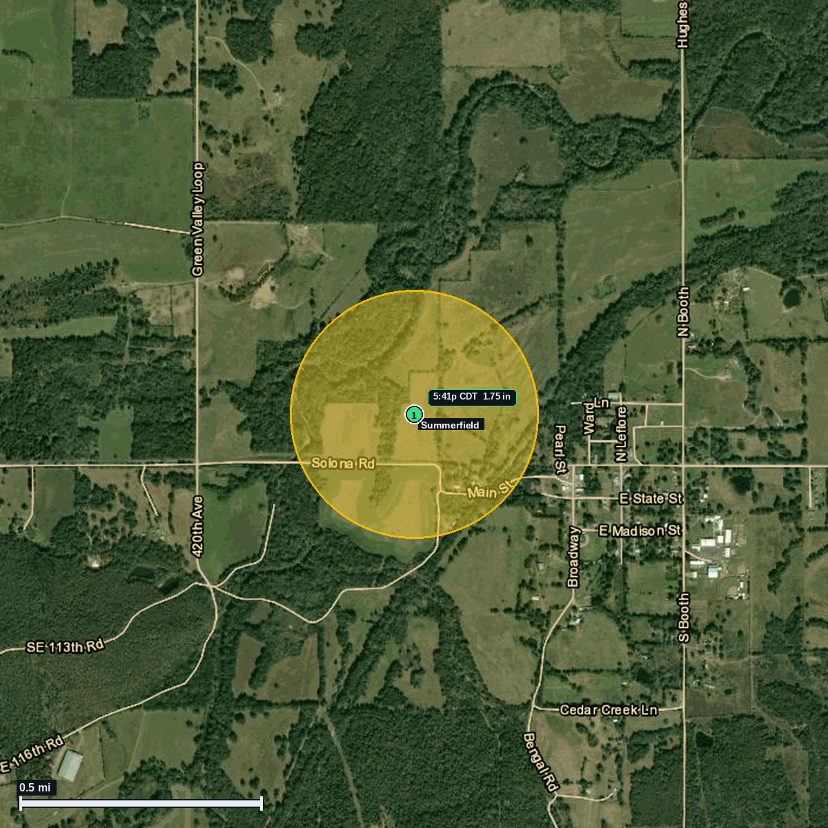 Summerfield, OK hail satellite map