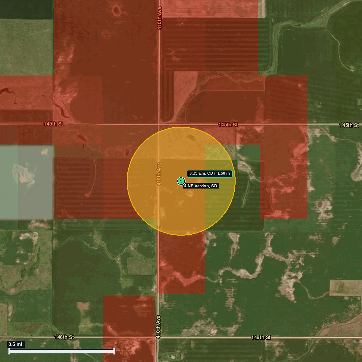 4 NE Verdon, SD: 1.50 in hail (ping pong)