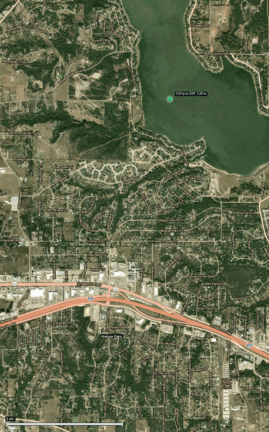 Hudson Oaks, TX: 1.25 in hail (half dollar) — 28 May 2026
