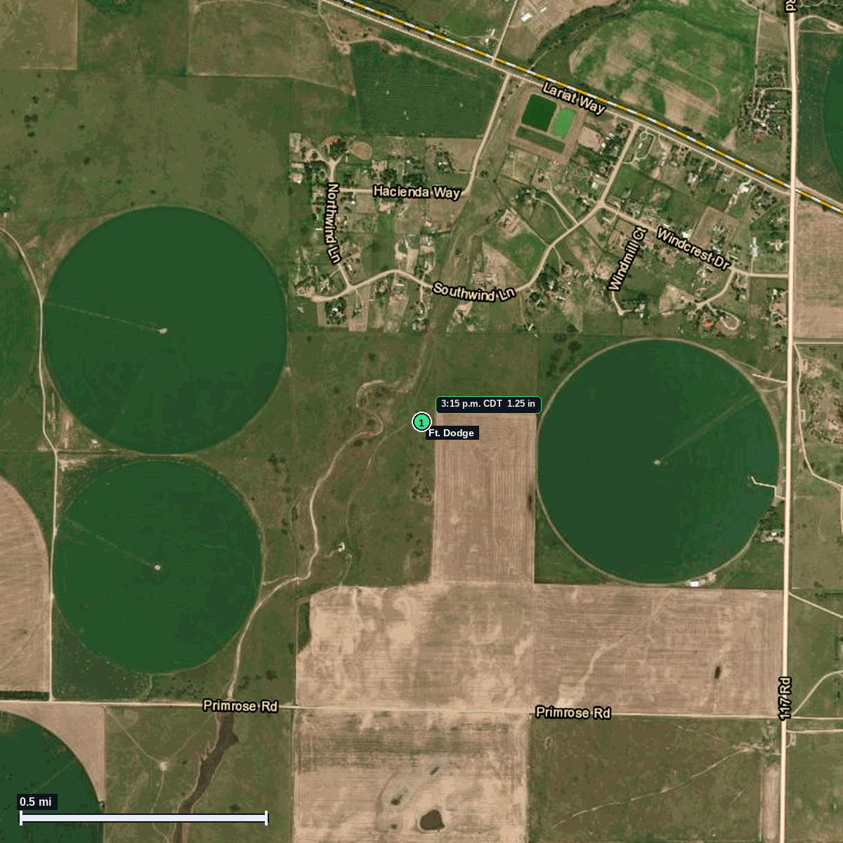 Ft. Dodge, KS: 1.25 in hail (half dollar) – 30 May 2026