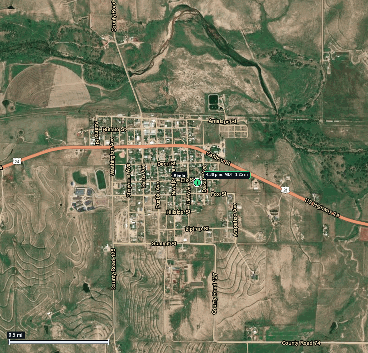 Simla, CO: 1.25 in hail (half dollar) – 1 Jun 2026