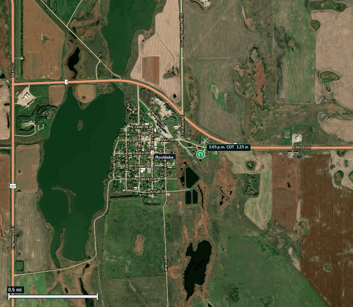 Rocklake, ND: 1.25 in hail (half dollar) – 2 Jun 2026