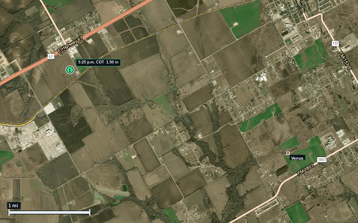 Venus, TX: 1.50 in hail (ping pong) – 2 Jun 2026