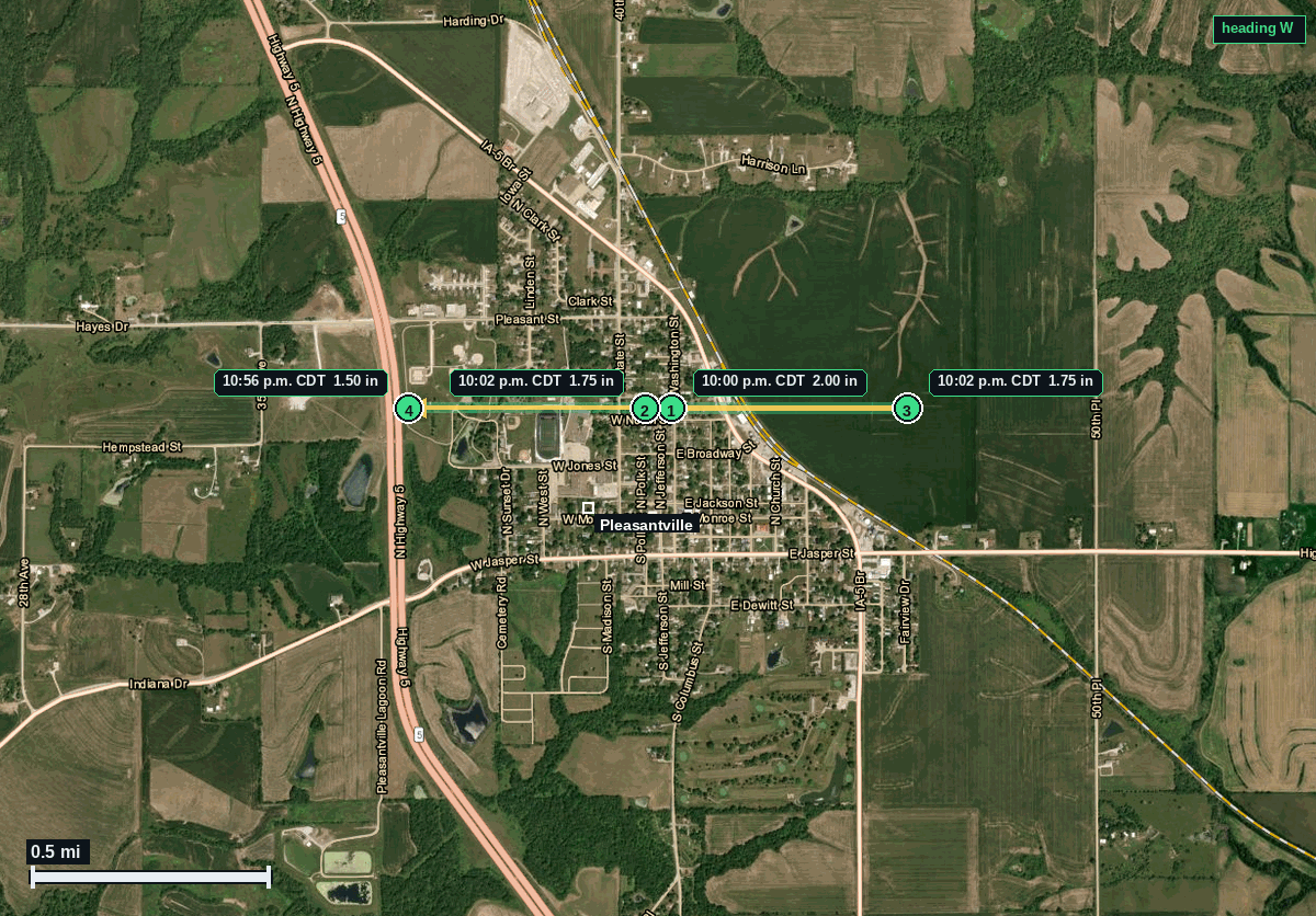 Pleasantville, IA: 2.00 in hail (hen egg) – 5 Jun 2026