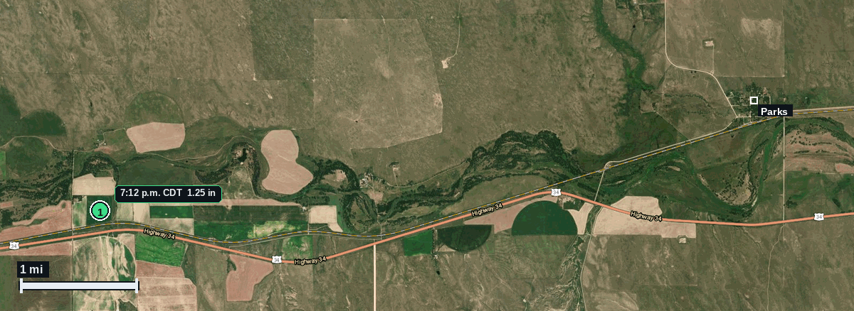 Parks, NE: 1.25 in hail (half dollar) – 8 Jun 2026