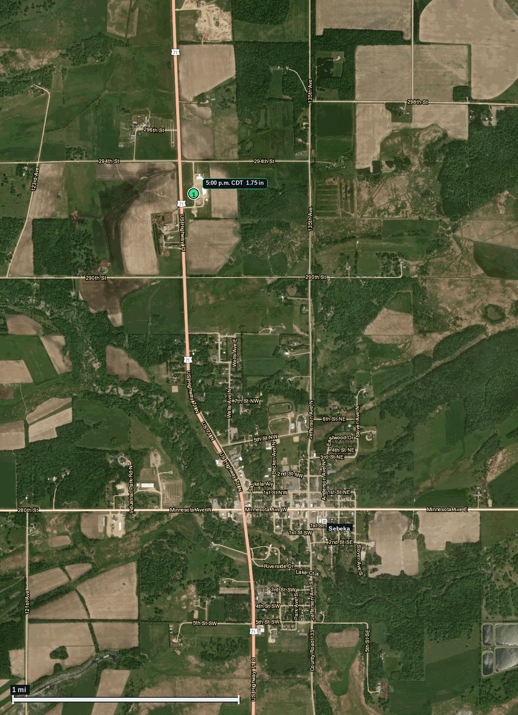 Sebeka hail map