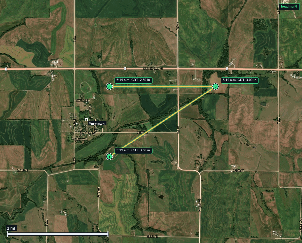 Yorktown hail map