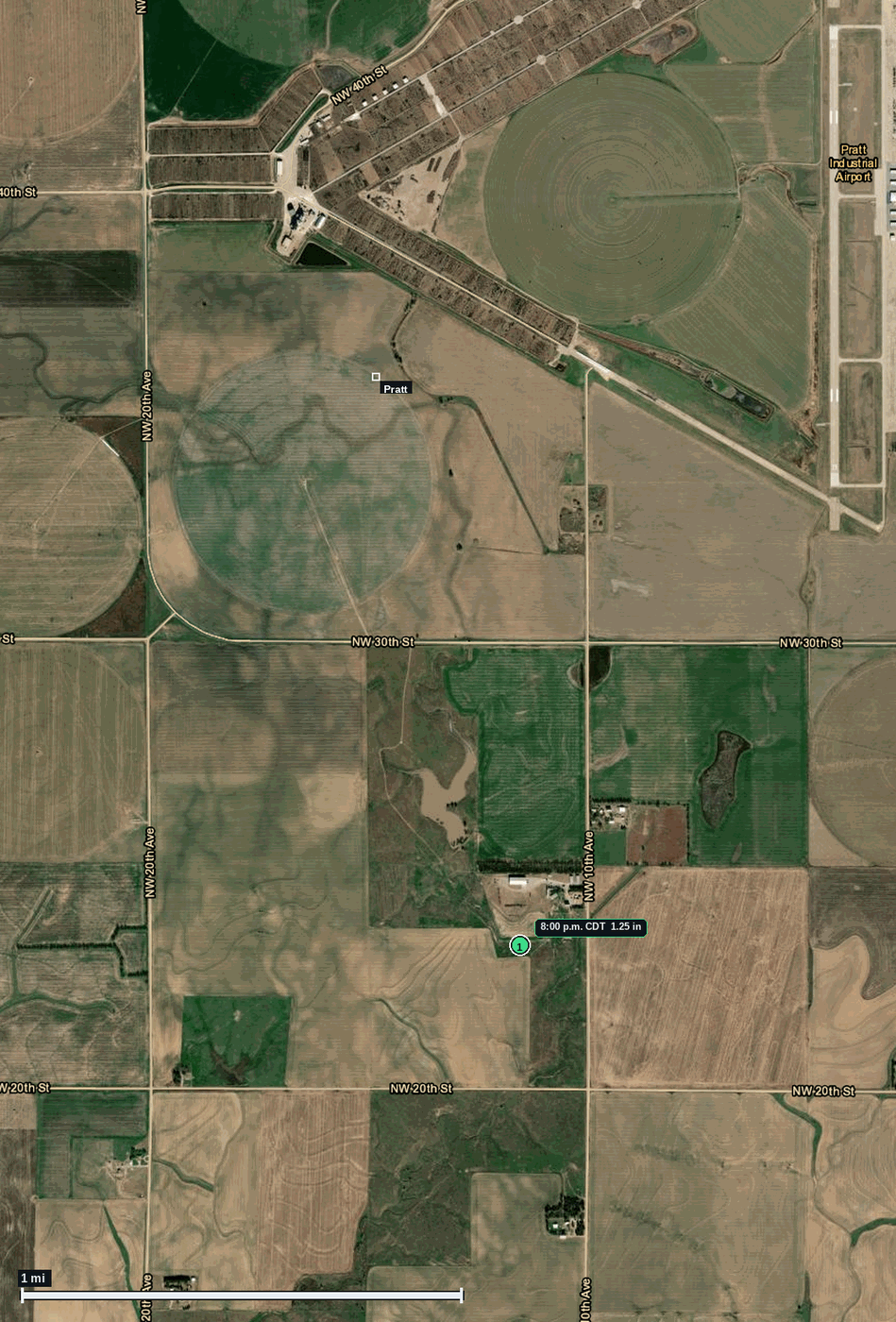 Pratt, KS: 1.25 in hail (half dollar) — 13 Jun 2026