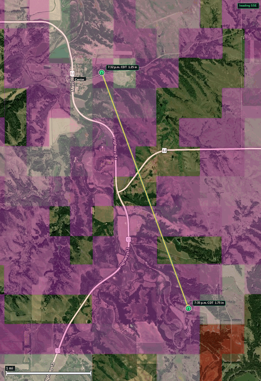 Center hail map