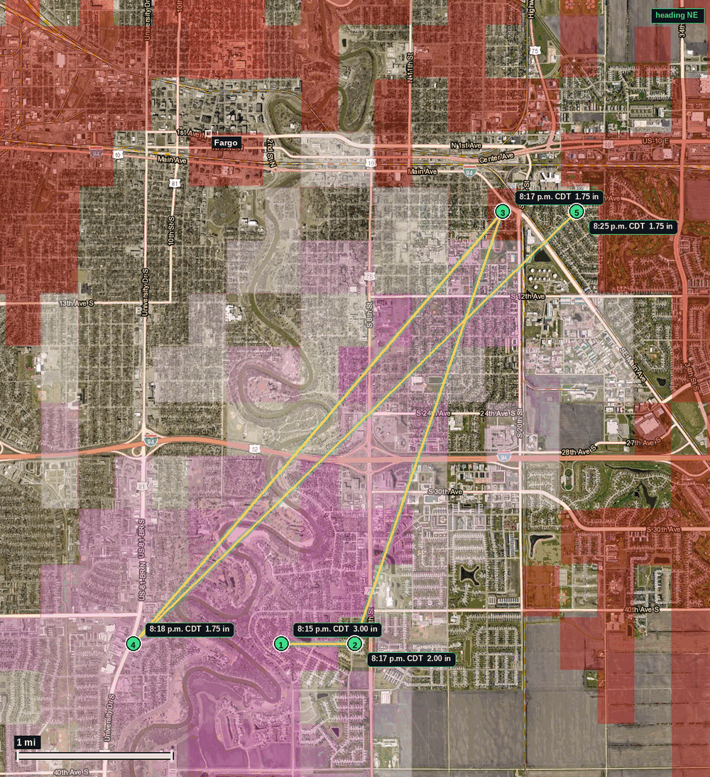Fargo hail map