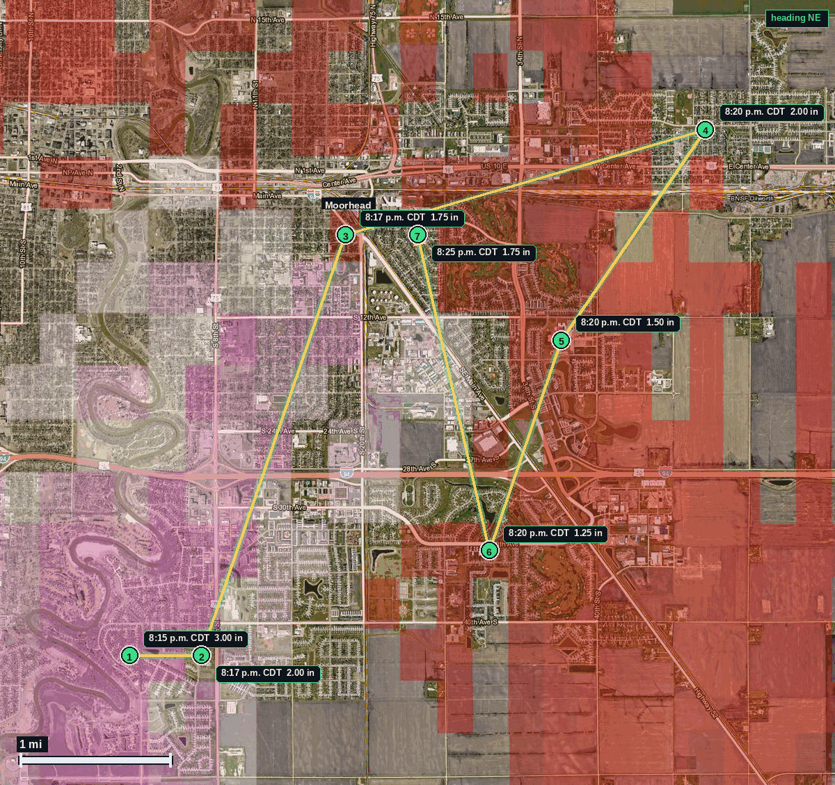 Moorhead hail map