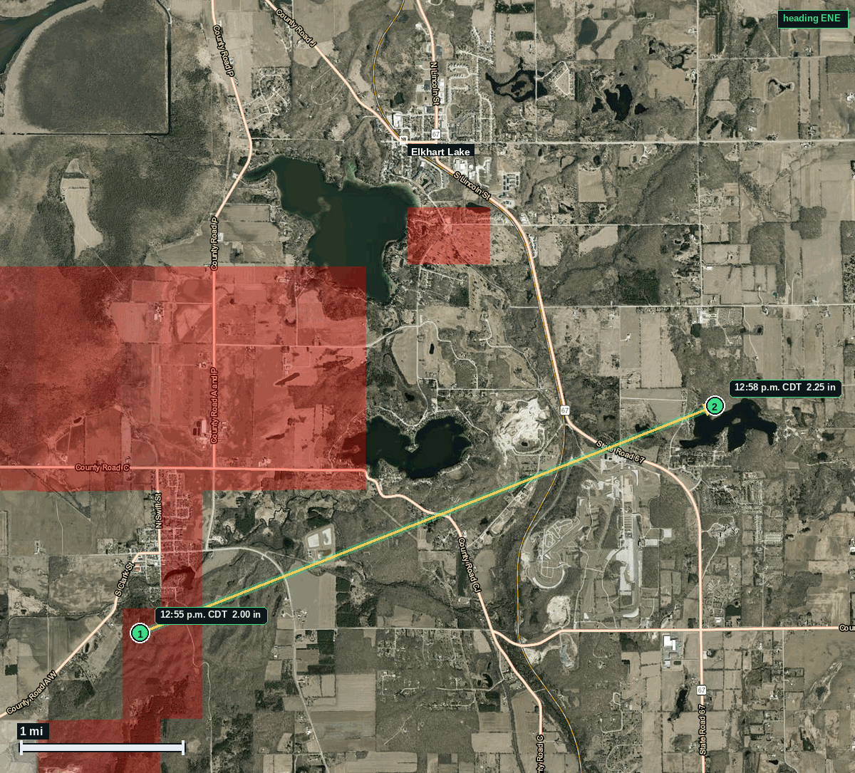Elkhart Lake hail map