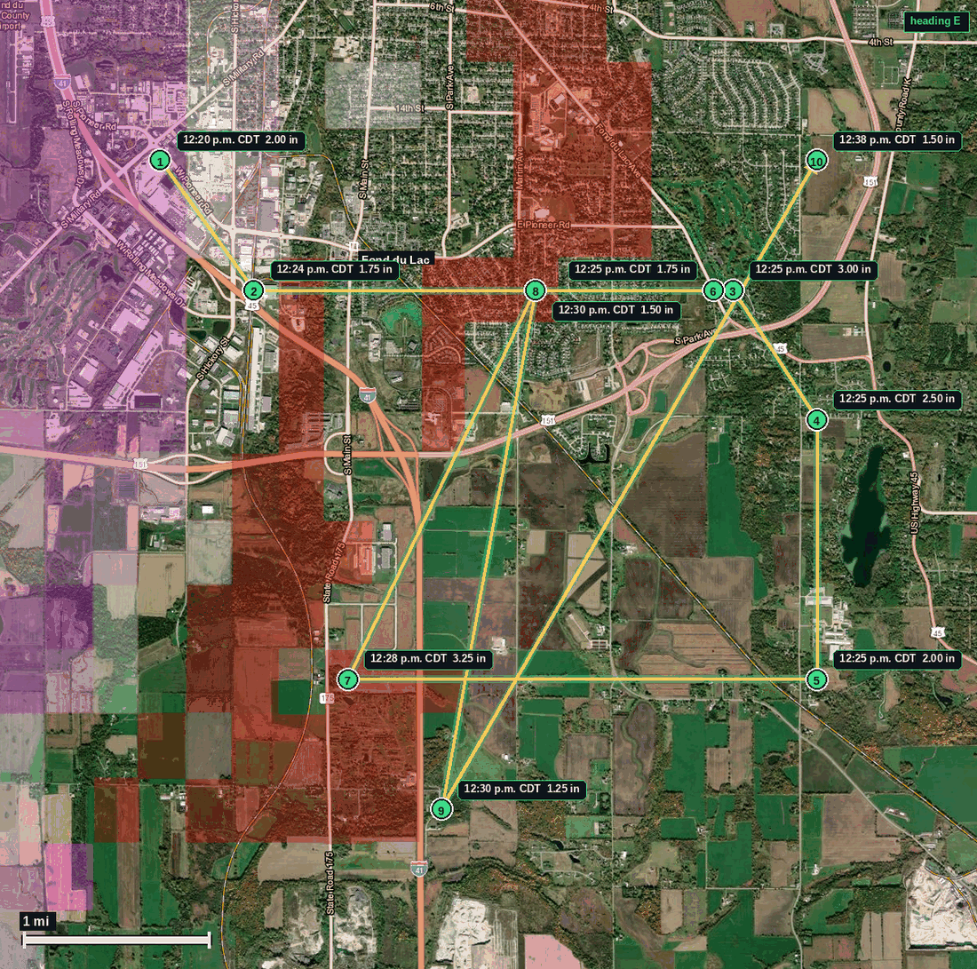 Fond du Lac hail map
