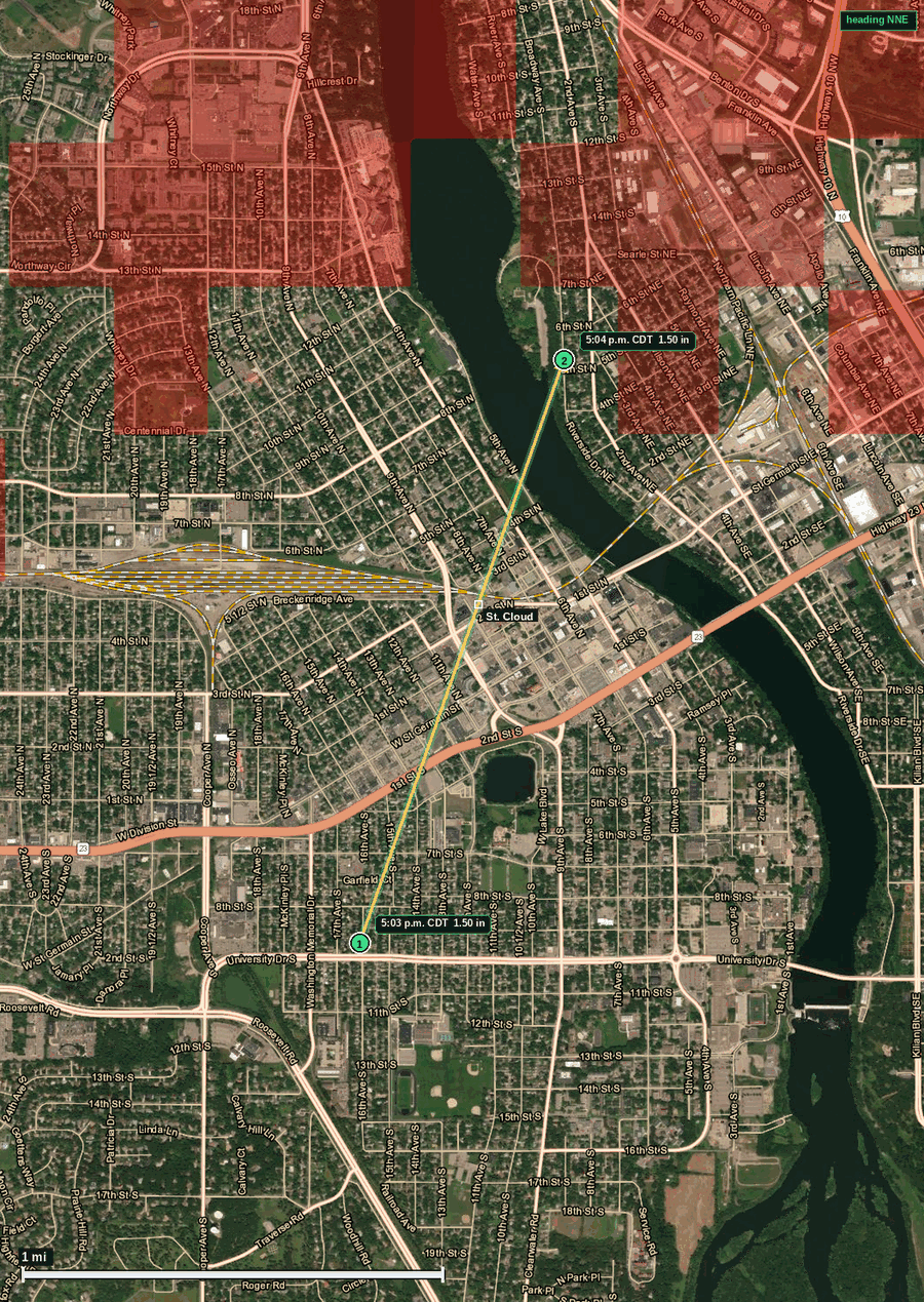 St. Cloud hail map