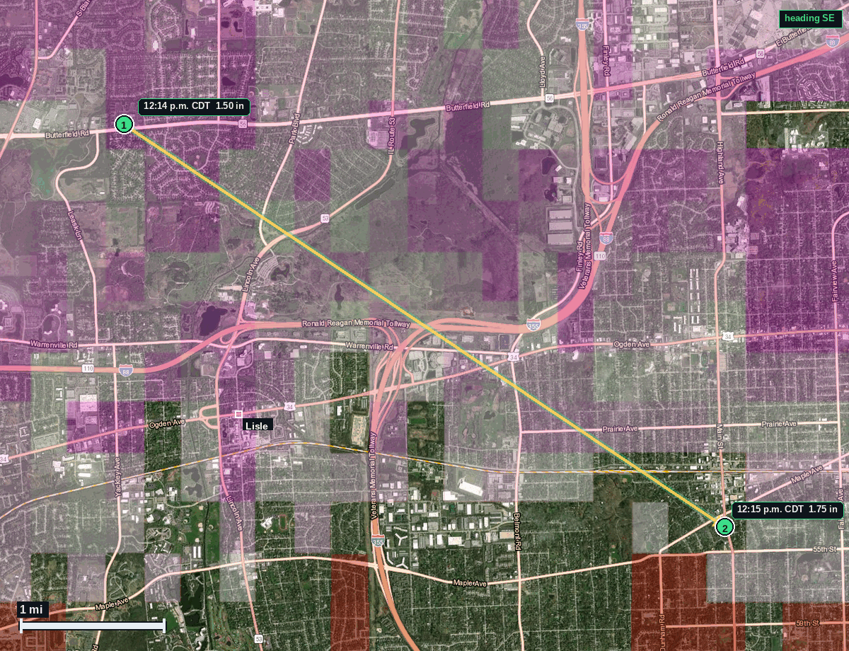 Lisle hail map