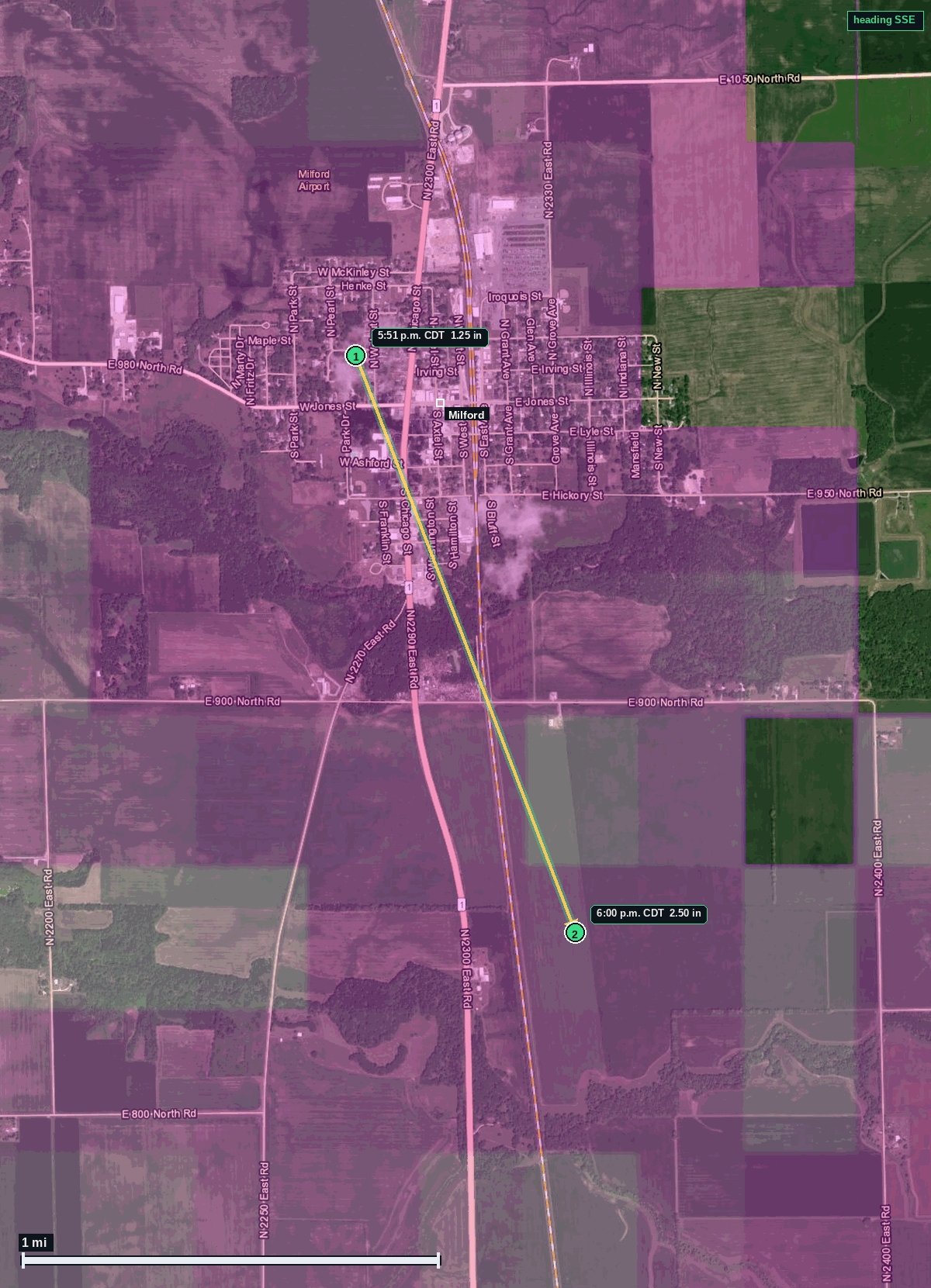 Milford hail map