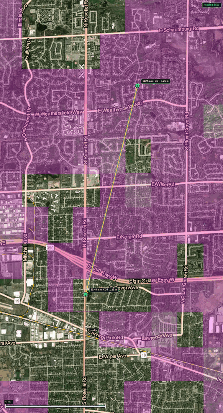 Roselle hail map