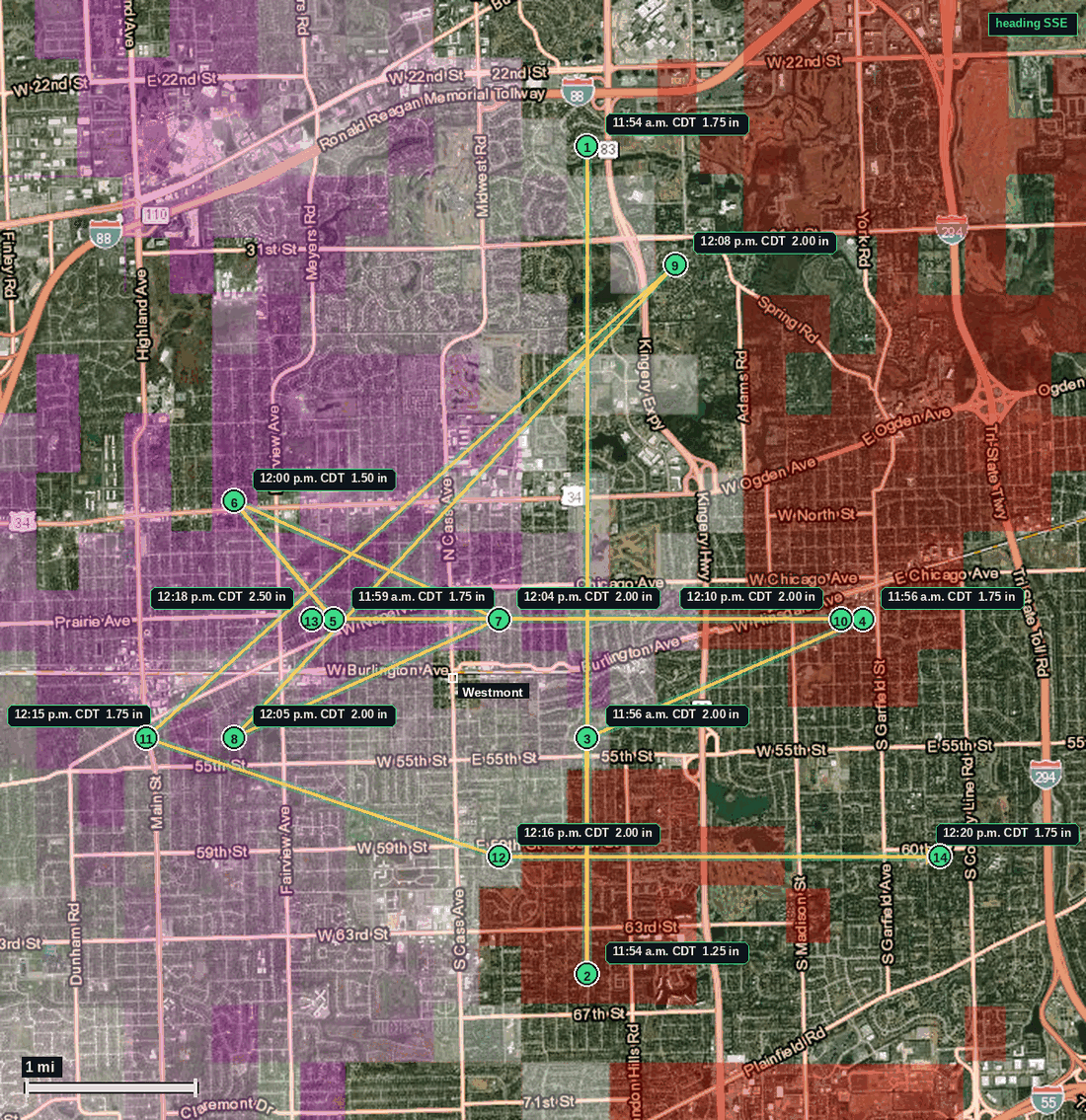 Westmont hail map