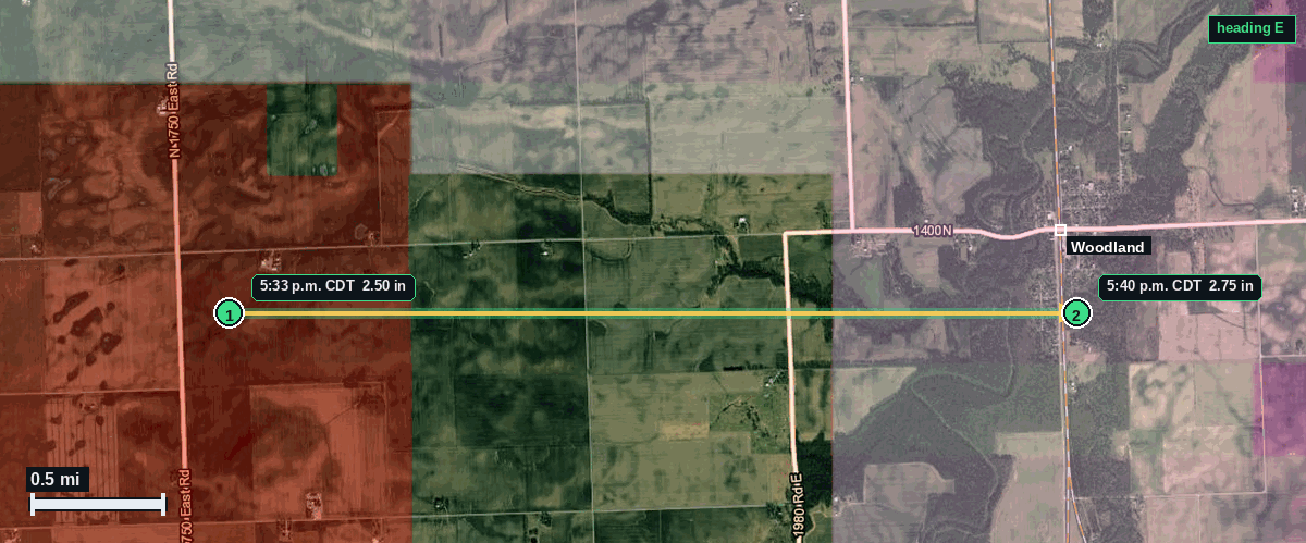Woodland hail map
