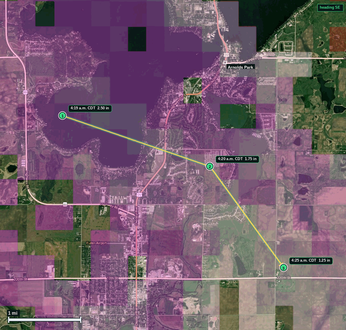 Arnolds Park hail map