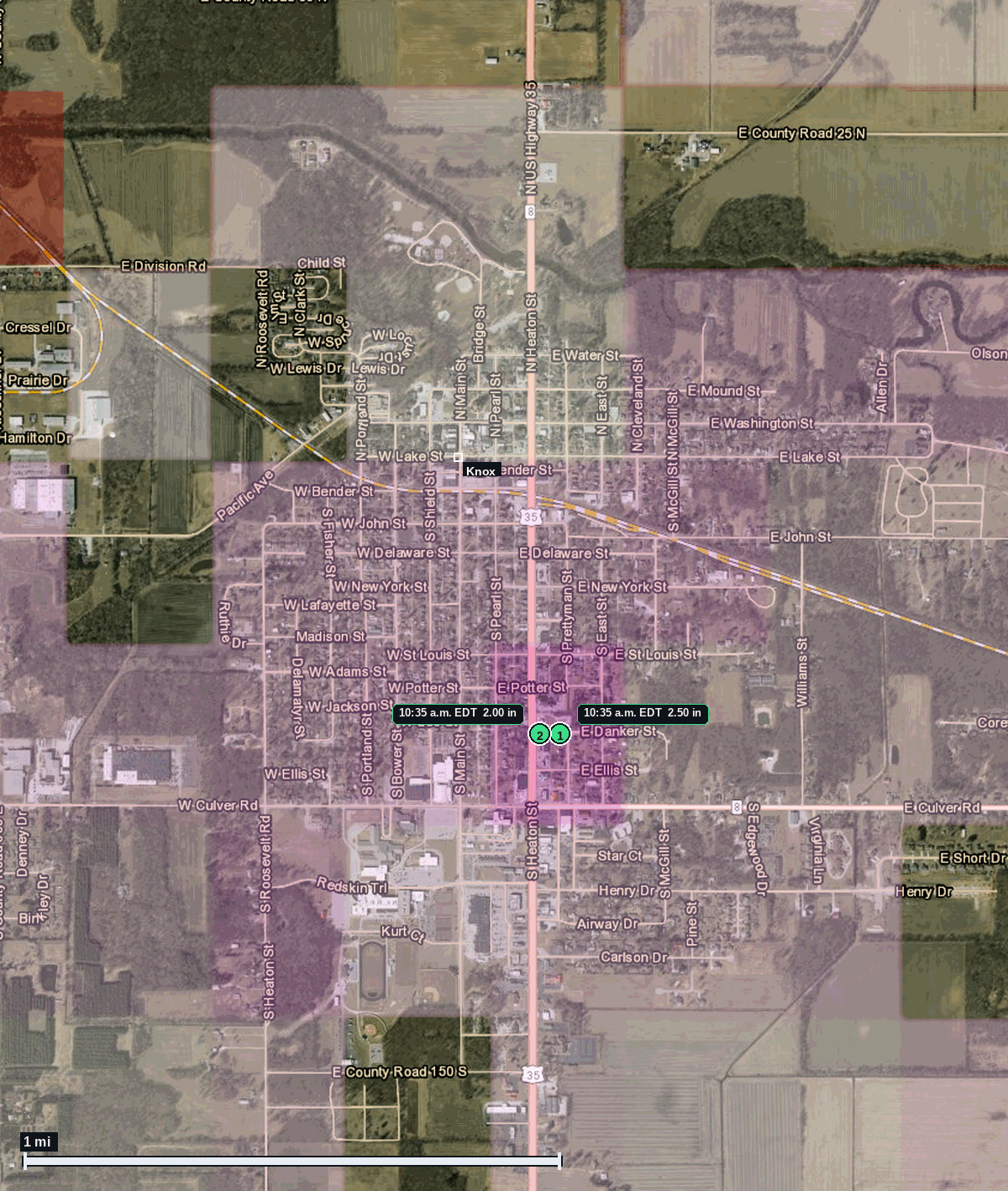 Knox hail map