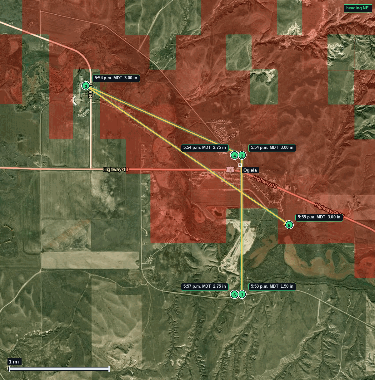 Oglala hail map