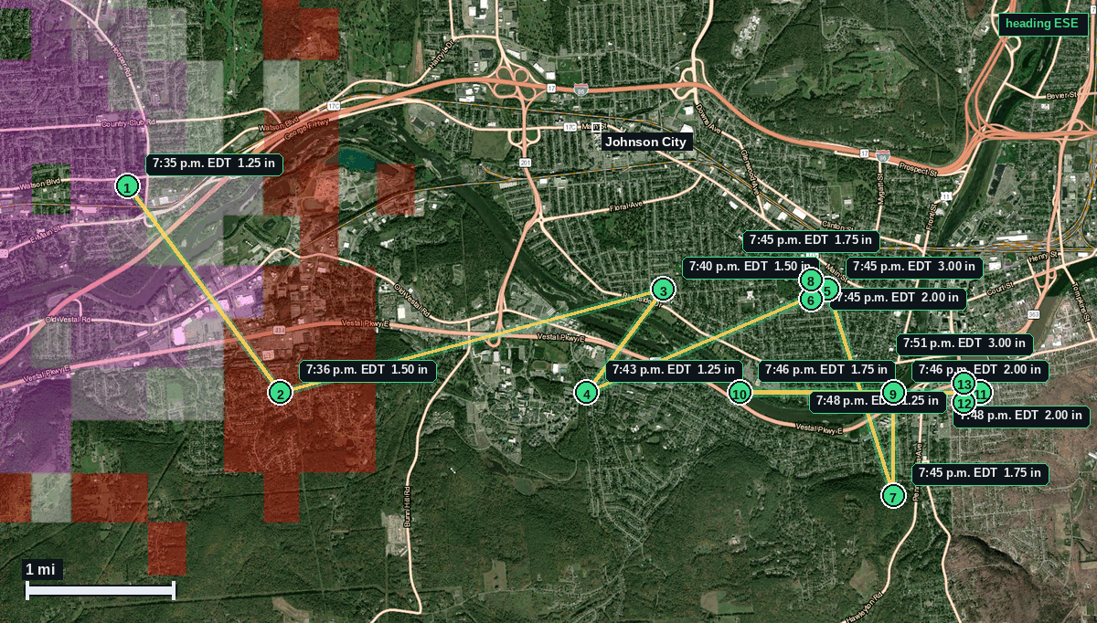 Johnson City hail map