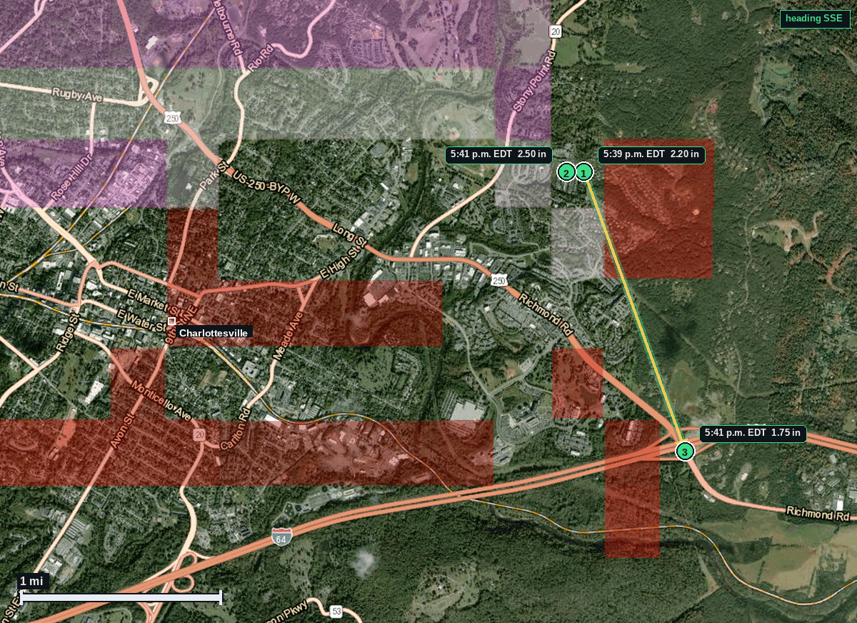 Charlottesville hail map