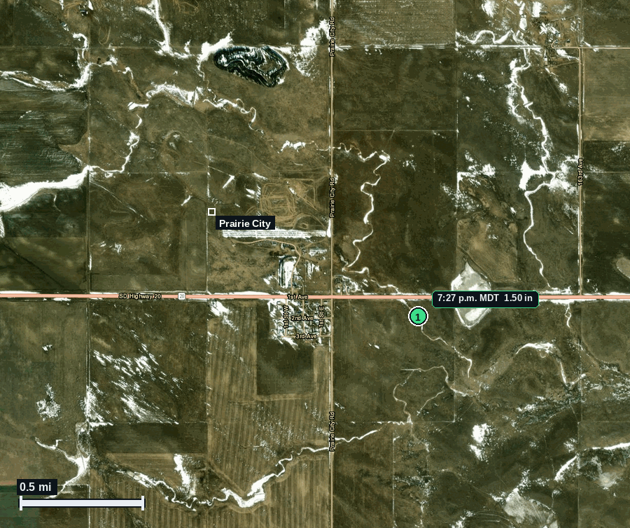 Prairie City hail map