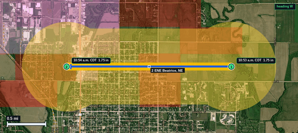 2 ENE Beatrice, NE — 1.75″ hail (Sep 12, 2026)